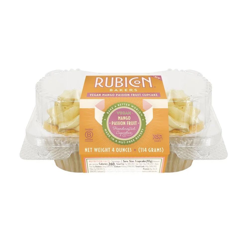 Rubicon Bakers Vegan Mango Passion Fruit Cupcake, 4 Ounce -- 12 Per Case