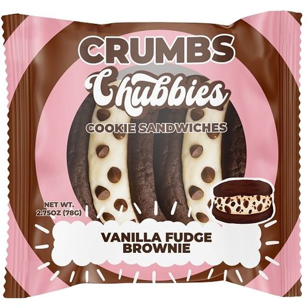 Crumbs Bakeshop Chubbies Vanilla Fudge Brownie Cookie Sandwich, 2.75 Ounce -- 12 Per Case