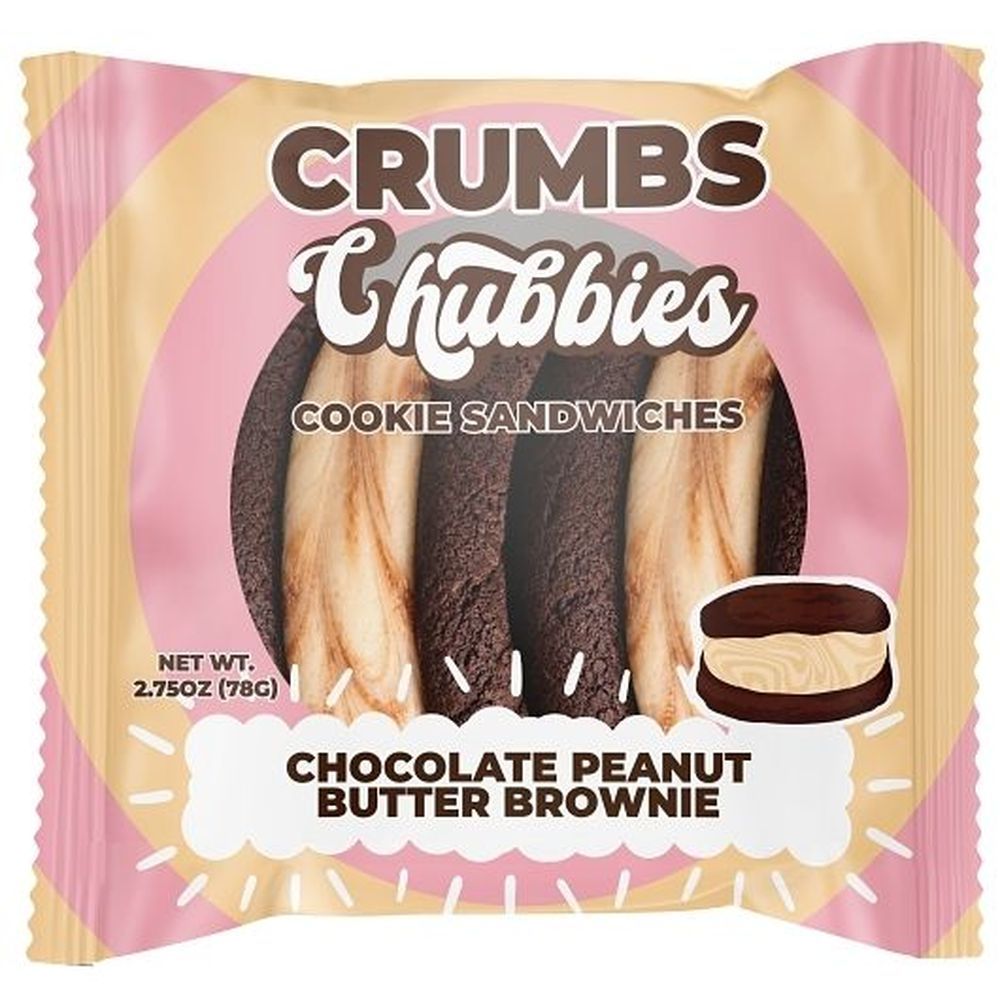 Crumbs Bakeshop Chubbies Mini Chocolate Peanut Butter Brownie Cookie Sandwich, 2.75 Ounce -- 12 Per Case