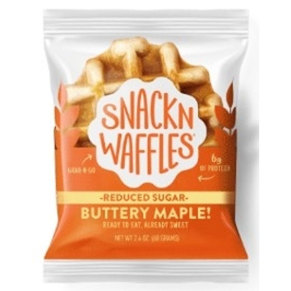 Snack N Waffles Reduced Sugar Buttery Maple Waffles, 2.4 Ounce -- 96 Per Case