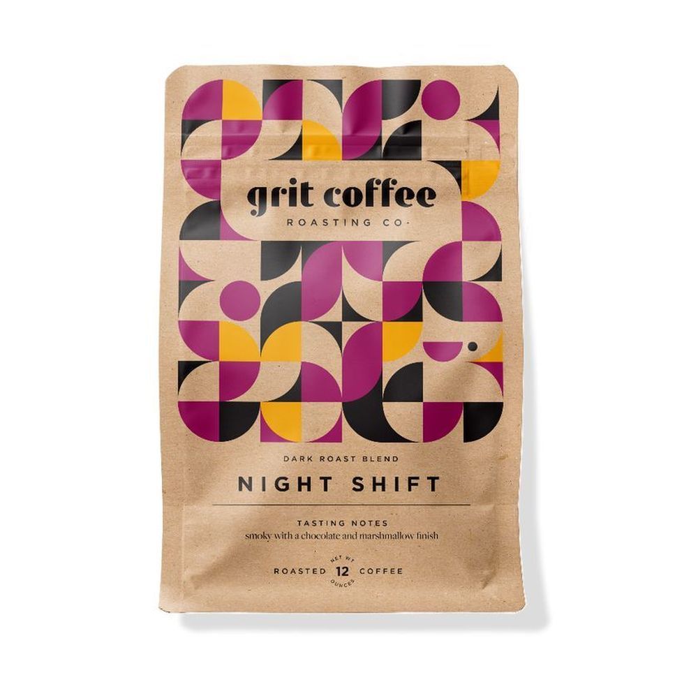 Grit Coffee Night Shift Dark Roast Blend Whole Bean Packaged Coffee, 2 Pound -- 2 Per Case