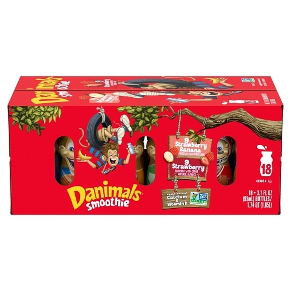 Danimals 9 Strawberry Explosion And 9 Swining Strawberry Banana Smoothie, 55.8 Fluid Ounce