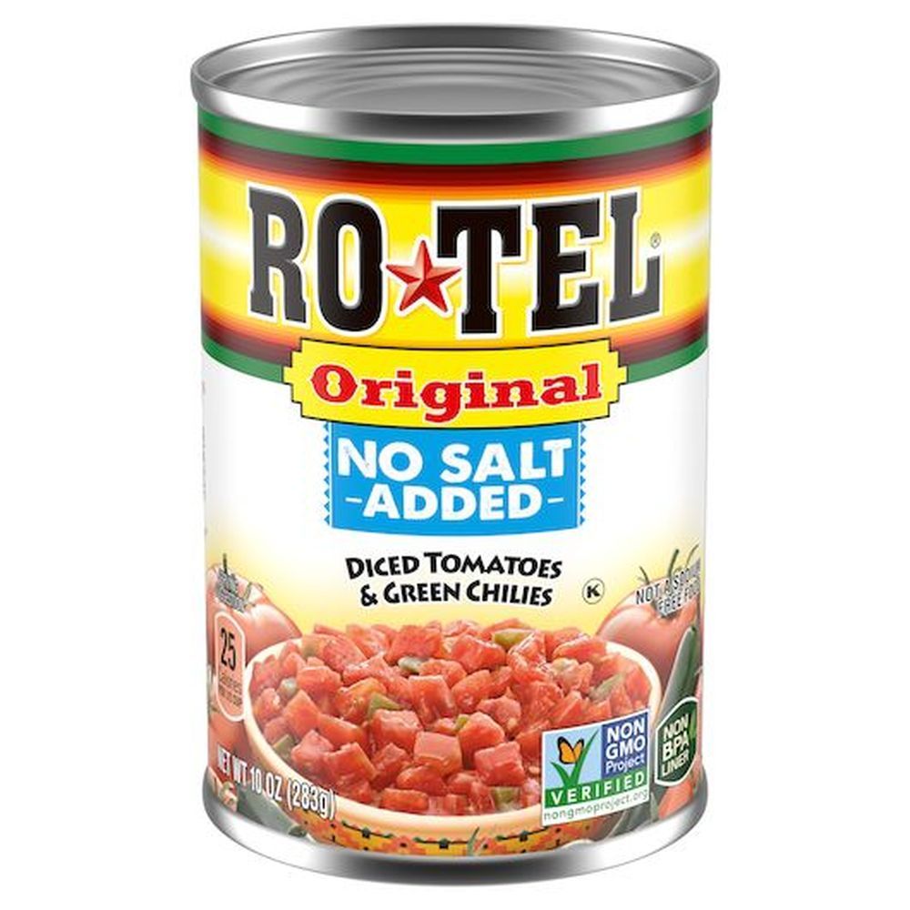 Ro Tel Original No Salt Added Diced Tomatoes And Green Chilies, 10 Ounce -- 12 Per Case