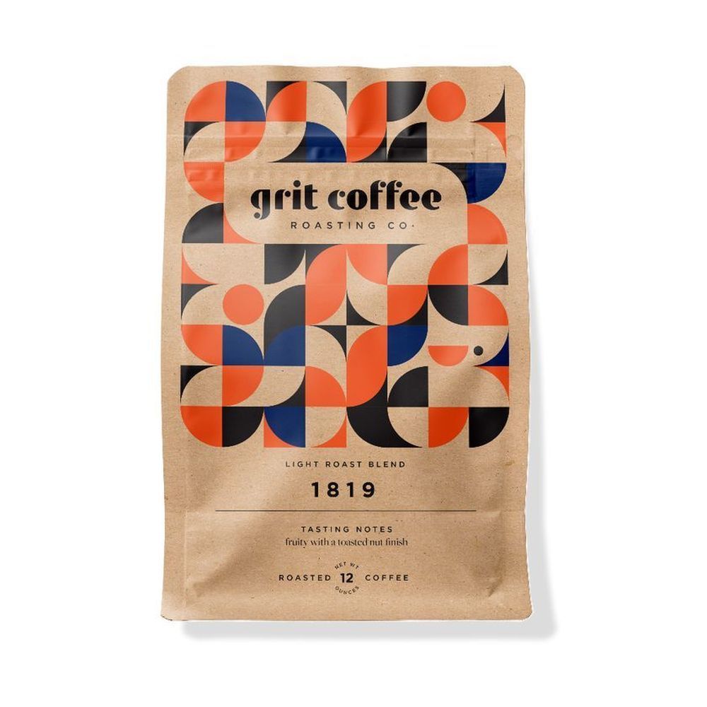 Grit Coffee 1819 Light Roast Blend Whole Bean Packaged Coffee, 12 Ounce -- 6 Per Case
