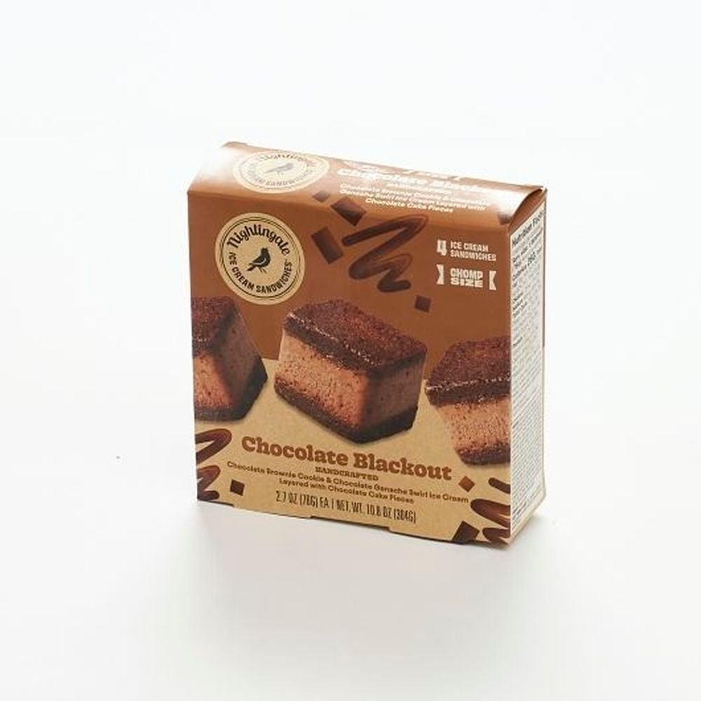 Nightingale Chocolate Blackout Chomp Size Ice Cream Sandwiches, 2.7 Ounce -- 24 Per Case