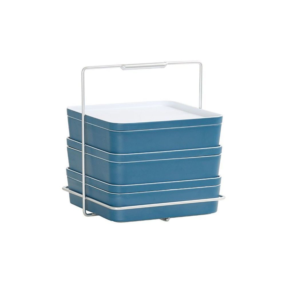 Cal-mil Square Stainless Steel Bento Carrier To Fits Three 9 Or 10 Inch Bento Boxes, 11.5 X 11 X 12.75 Inch