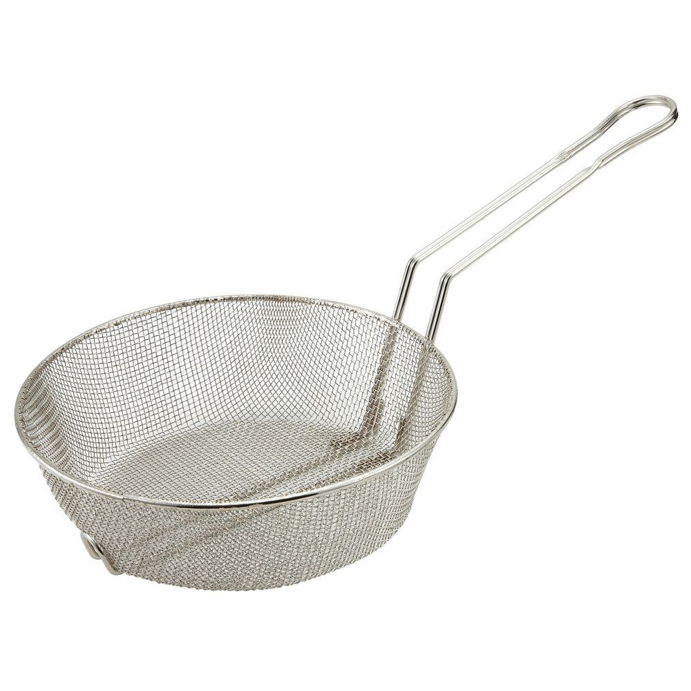 Winco Wire Fine Mesh Nickel-plated Steel Culinary Basket, 8 Inch Dia.