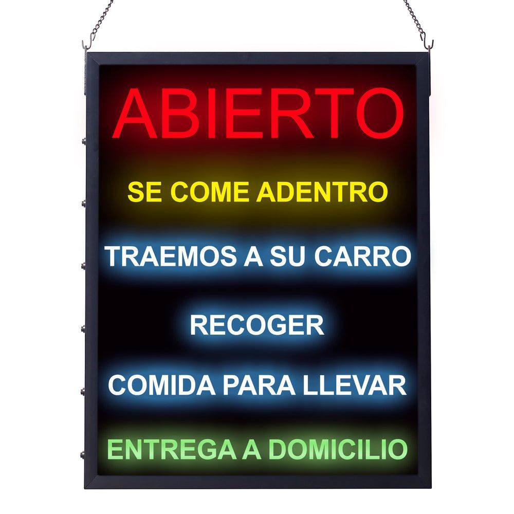 Winco All-in-one Spanish Version Open Led Sign, 19 X 24 Inch -- 5 Per Case