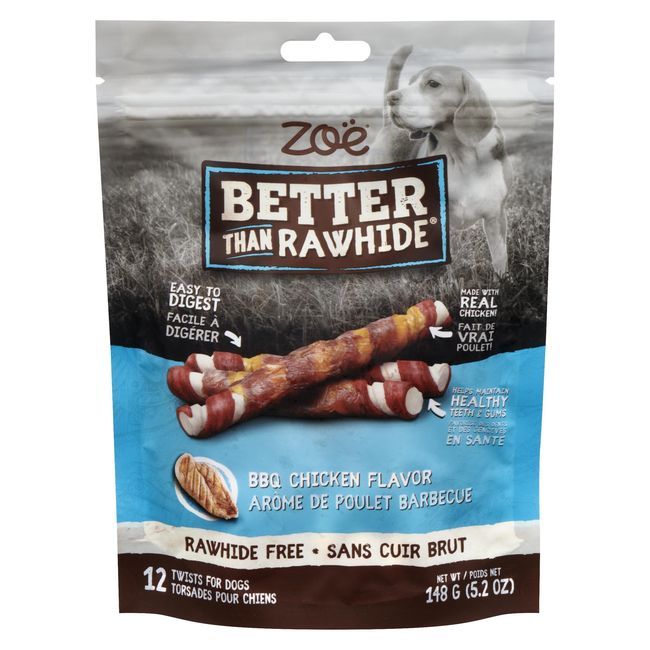 Zoe Better Than Rawhide Bbq Chicken Flavor Twists Sticks For Dogs, 148 G -- 10 Per Case
