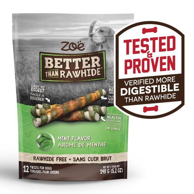 Zoe Better Than Rawhide Mint Flavor Twists Sticks For Dogs, 148 G -- 10 Per Case