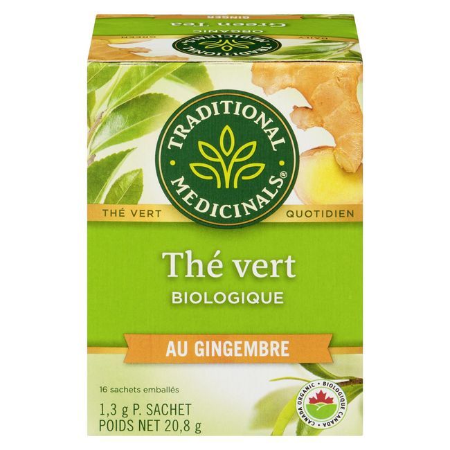 Traditional Medicinals Organic Green Tea Ginger Herbal Tea, 16 Tea Bags -- 6 Per Case