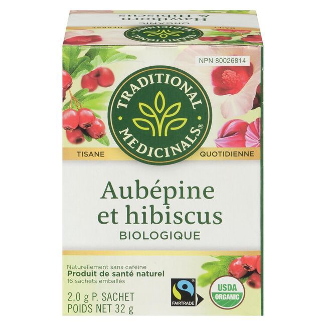 Traditional Medicinals Organic Hawthorn With Hibiscus Herbal Tea, 16 Tea Bags -- 6 Per Case