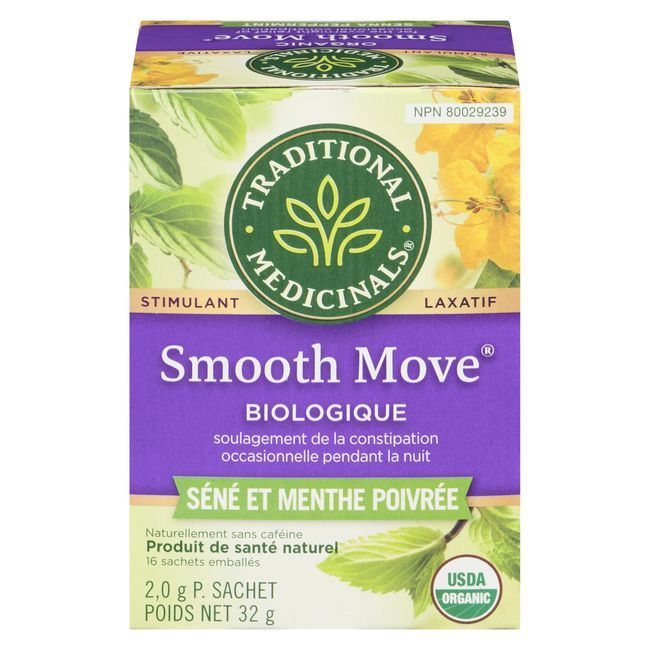 Traditional Medicinals Tisane Laxative Au Séné Et À La Menthe Poivrée Biologique Smooth Move, 16 Sachets De Thé -- 6 Par Boîte