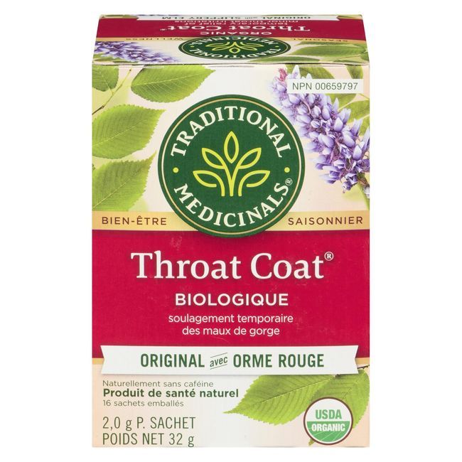 Traditional Medicinals Thé Biologique Original Throat Coat, 16 Sachets De Thé -- 6 Par Boîte
