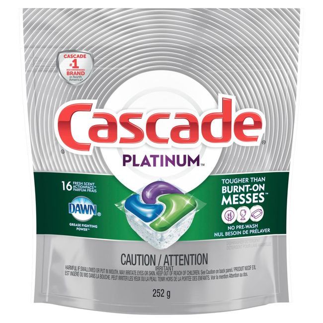 Cascade Action Pacs Platinum Fresh Scent Dishwasher Detergent, 16 Count -- 5 Per Case