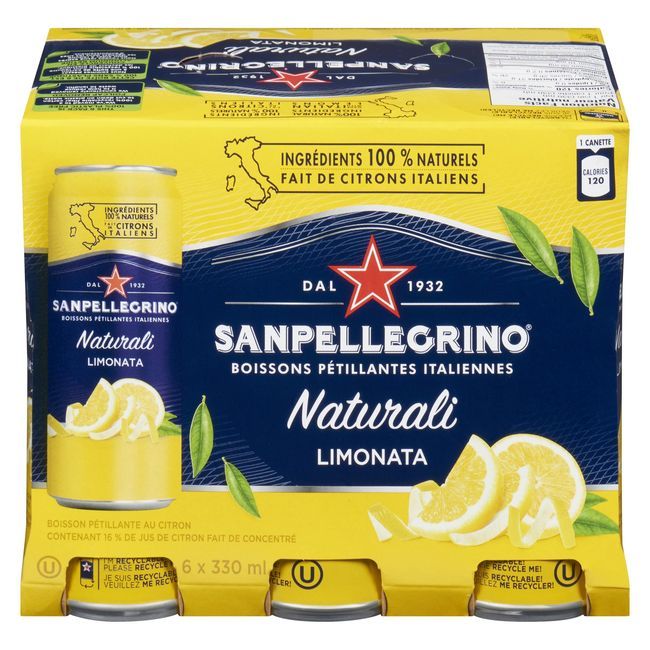 San Pellegrino Naturali Limonata Sparkling Drink, 330 Ml -- 24 Per Case