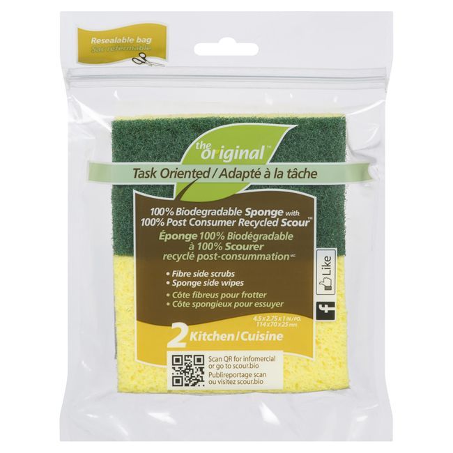 The Original Kitchen Scour Sponge, 2 Count -- 12 Per Case