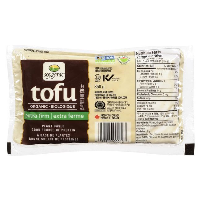 Sunrise Soya Foods Tofu Extra Ferme Soyganic, 350 G -- 12 Par Boîte