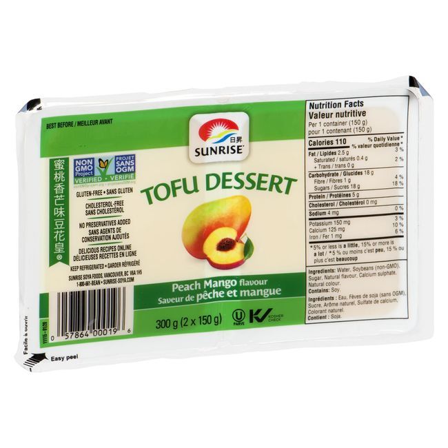 Sunrise Soya Foods Tofu Dessert Pêche-mangue, 150 G -- 24 Par Boîte