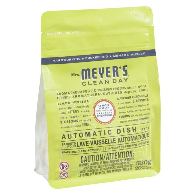 Mrs. Meyer's Clean Day Lemon Verbena Auto Dish Packs, 20 Count -- 6 Per Case