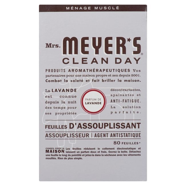 Mrs. Meyer's Clean Day Lavender Dryer Sheets, 80 Count -- 12 Per Case
