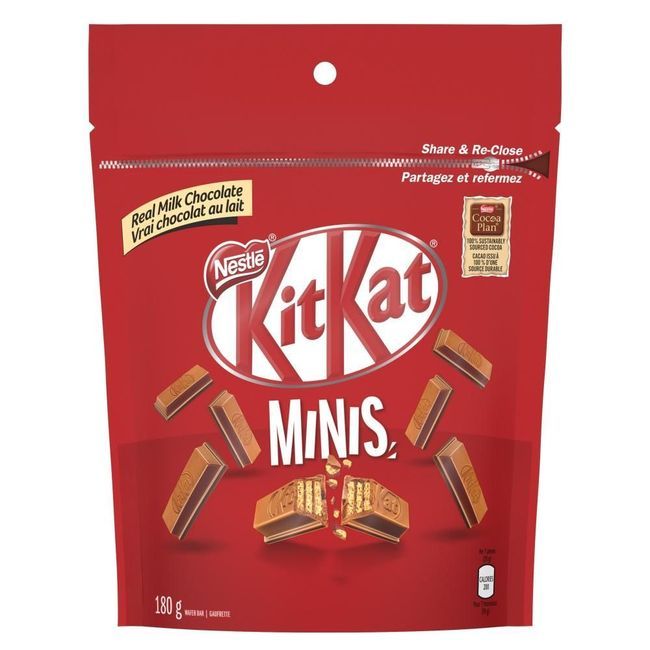 Kit Kat Minis Barre De Gaufrettes Au Chocolat Au Lait Véritable - Emballage Cellophane, 180 G -- 10 Par Boîte