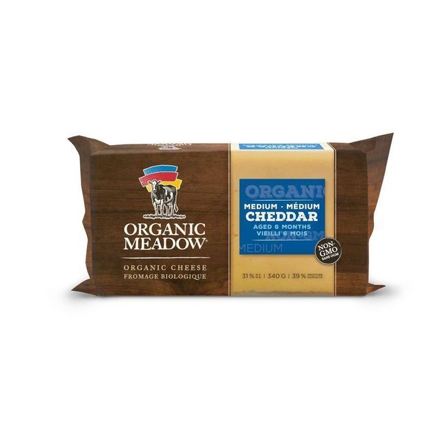 Organic Meadow Organic Medium Cheddar Cheese, 340 G