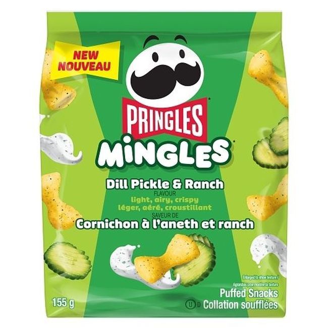 Pringles Snacks Soufflés Aux Cornichons À L'aneth Et Au Ranch Mingles, 155 G -- 6 Par Caisse