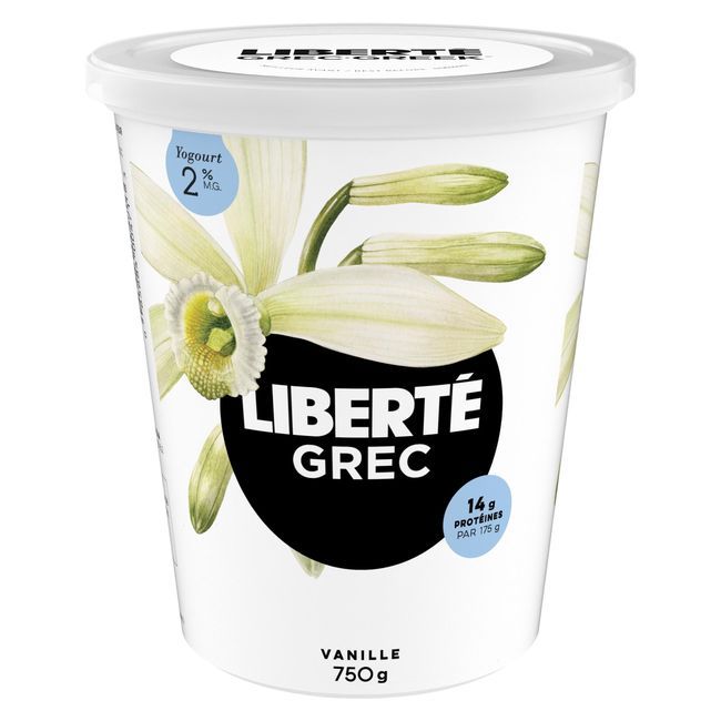 Liberte 2 Percent Milk Fat Vanilla Greek Yogurt, 750 G -- 6 Per Case