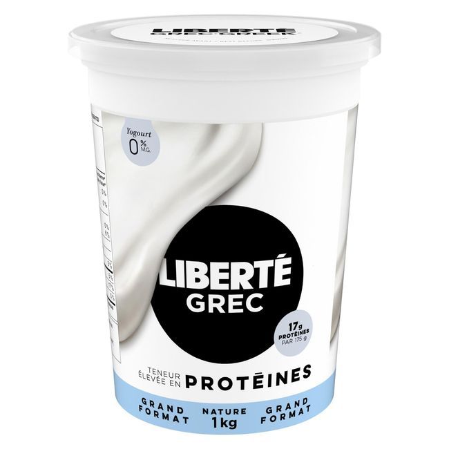 Liberte 0 Percent Milk Fat Plain Greek Yogurt, 1 Kg -- 6 Per Case