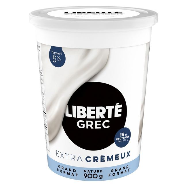 Liberte 5 Percent Milk Fat Plain Extra Creamy Greek Yogurt, 900 G -- 6 Per Case