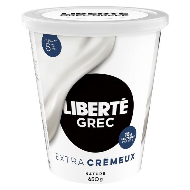Liberte 5 Percent Milk Fat Plain Extra Creamy Greek Yogurt, 650 G -- 6 Per Case