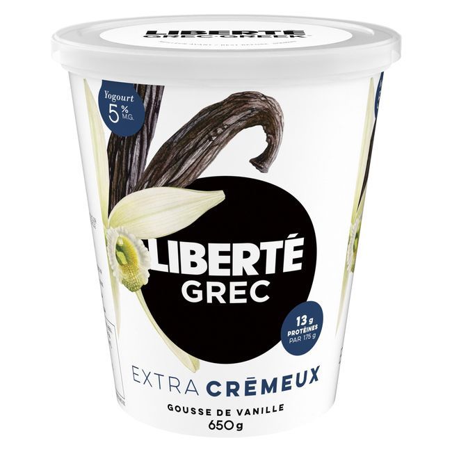 Liberte 5 Percent Milk Fat Vanilla Bean Extra Creamy Greek Yogurt, 650 G -- 6 Per Case