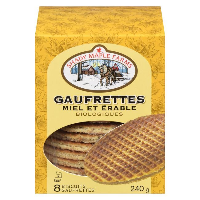 Shady Maple Farms Biscuit Gaufré Biologique Au Miel Et À L'érable, 240 G -- 8 Par Boîte