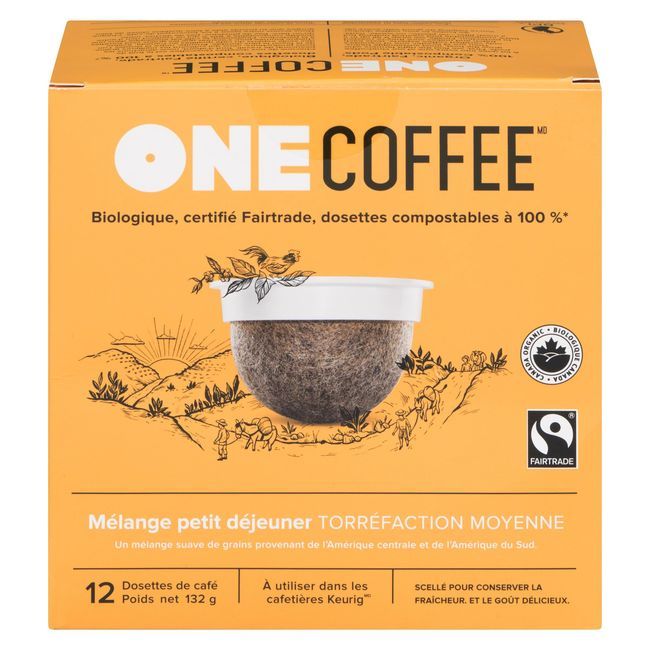 One Coffee Organic Breakfast Blend Medium Roast Coffee Pod, 132 G -- 6 Per Case