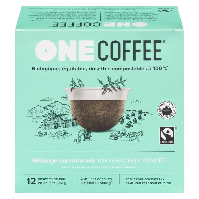 One Coffee Organic Sumatran Blend Dark Roast Coffee Pod, 132 G -- 6 Per Case