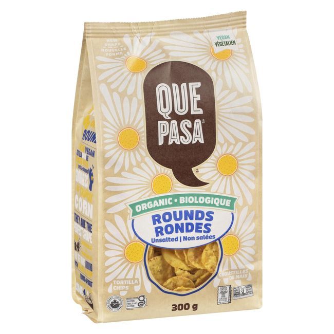 Que Pasa Chips Tortilla Rondes Non Salées, 300 G -- 12 Par Boîte