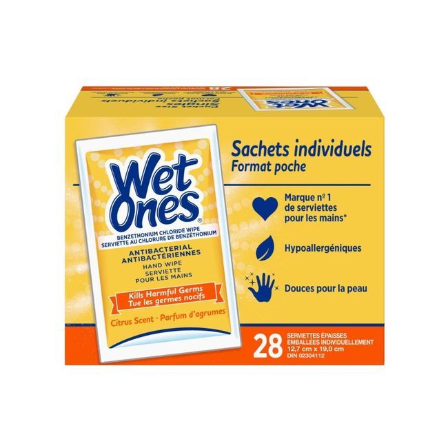 Wet Ones Lemon Antibacterial Moist Towels, 28 Count -- 6 Per Case