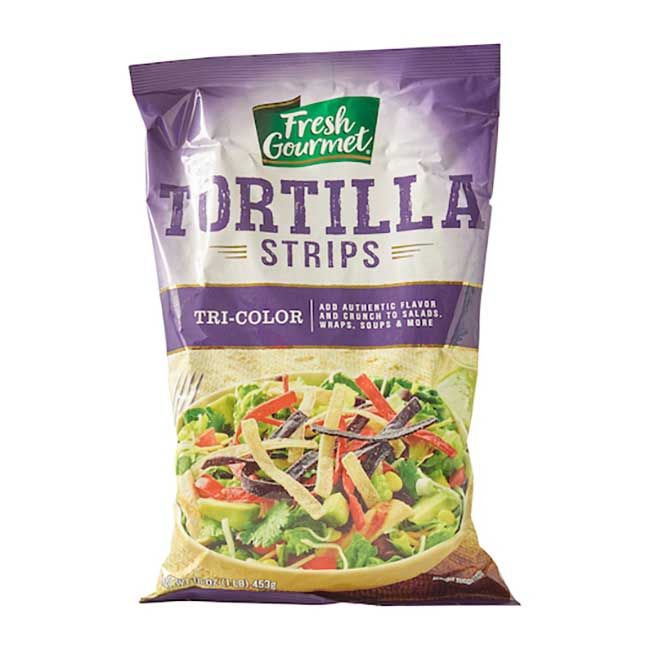 Fresh Gourmet Garniture De Salade De Lanières De Tortilla Tricolores, 1 Lb -- 10 Par Boîte