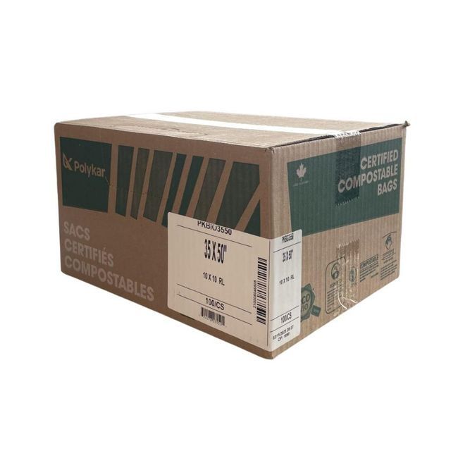 Polykar Sac Compostable Teinté Vert 35 X 50 Po, 100 Unités