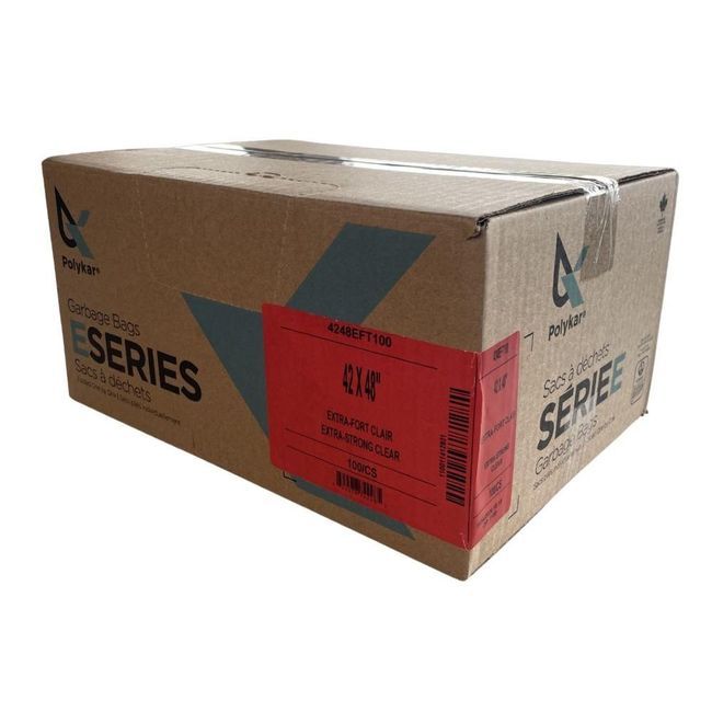 Polykar Clear Xstrong Garbage Bag, 42 X 48 In -- 100 Per Case