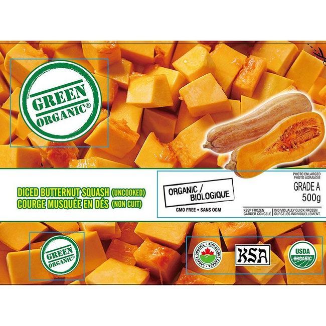 Green Organic Diced Butternut Squash, 500 G -- 12 Per Case