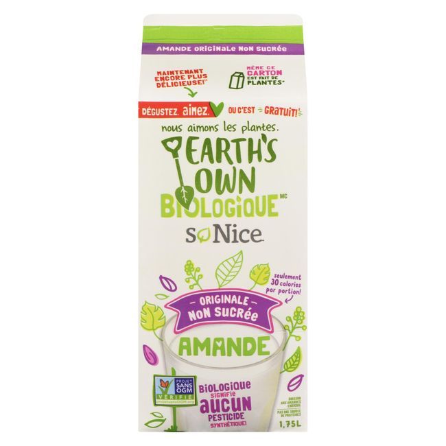 Earth's Own So Nice Unsweetened Almond Beverage, 1.75 L -- 6 Per Case