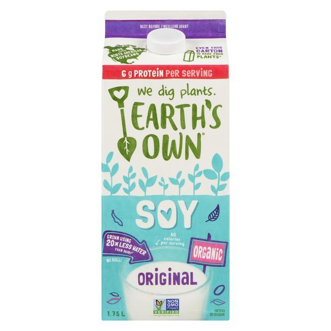 Earth's Own Organic Original Soy Beverage, 1.75 L -- 6 Per Case