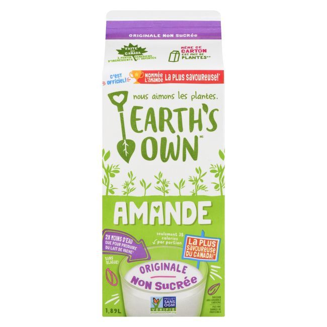 Earth's Own Unsweetened Almond Beverage, 1.89 L -- 6 Per Case