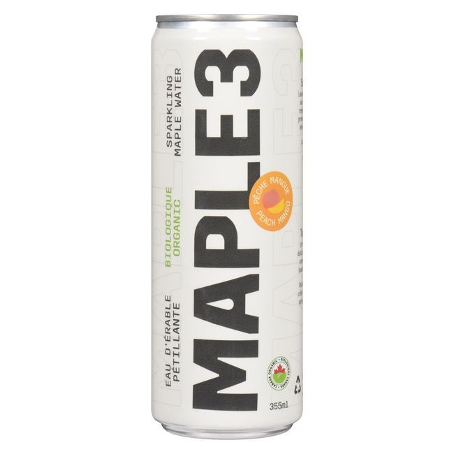 Maple 3 Organic Peach Mango Sparkling Maple Water, 355 Ml -- 12 Per Case
