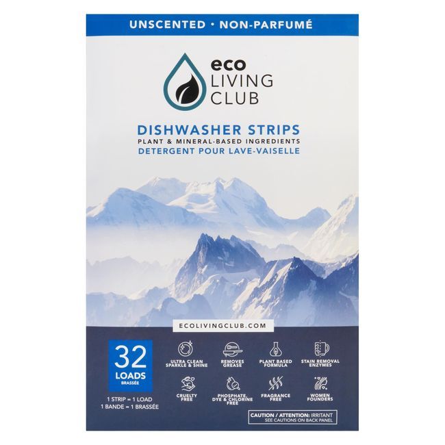 Eco Living Club Dishwasher Detergent Strips, 32 Count -- 12 Per Case