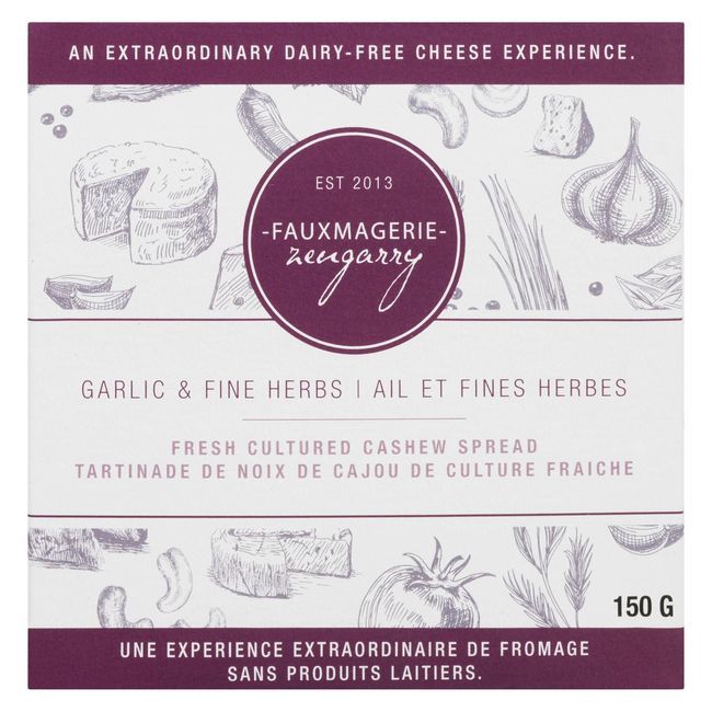 Fauxmagerie Zengarry Garlic And Fine Herbs Cashew Spread, 150 G -- 6 Per Case