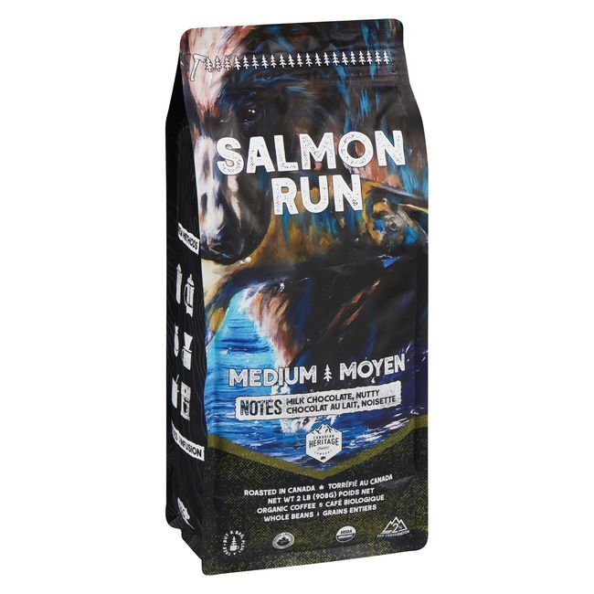 Canadian Heritage Organics Café Torréfaction Moyenne Salmon Run, 908 G -- 5 Par Boîte