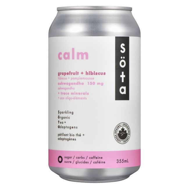 Sota Thé Pétillant Biologique Calm Pamplemousse Hibiscus, 355 Ml -- 24 Par Boîte